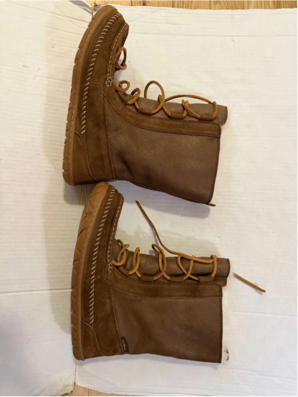 L.L.Bean Brown Shearling Leather Winter Boots Women’s US 10 M Lace Up Lamb Fur M